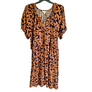 Terra & Sky Women's Dress Brown/Black Plus Size 4X (28-30) V-Neck Tie in Back